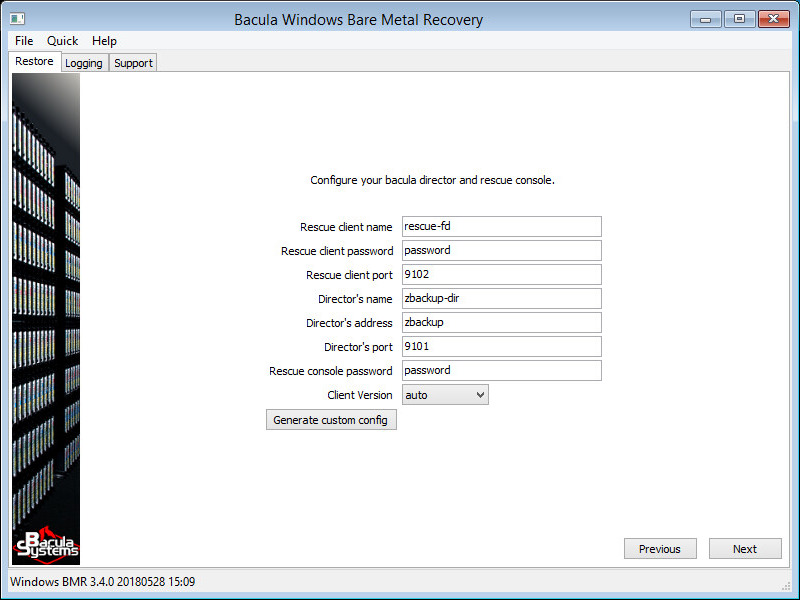 Configure Bacula