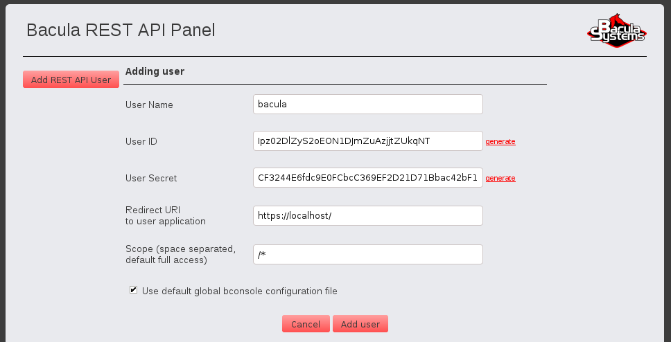 Filled Add User Panel