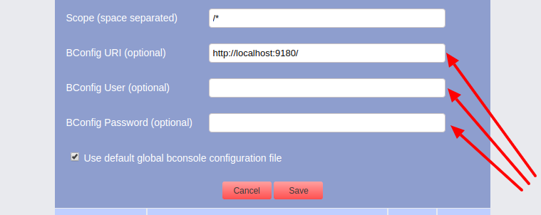 REST API BWeb configuration