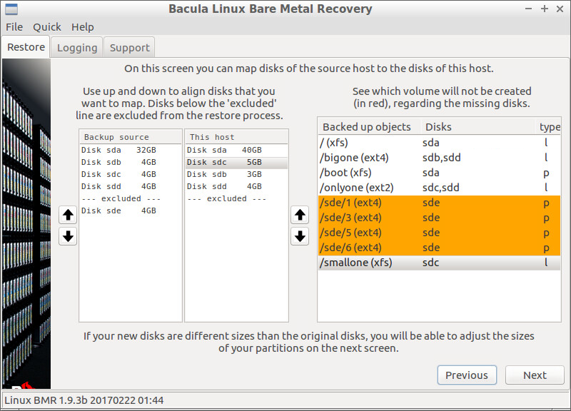 Disk Mapping between Source and Target hosts