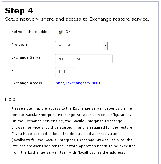 Connection to Exchange Single Item Restore Service