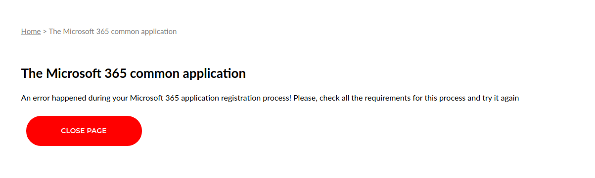 Registration error