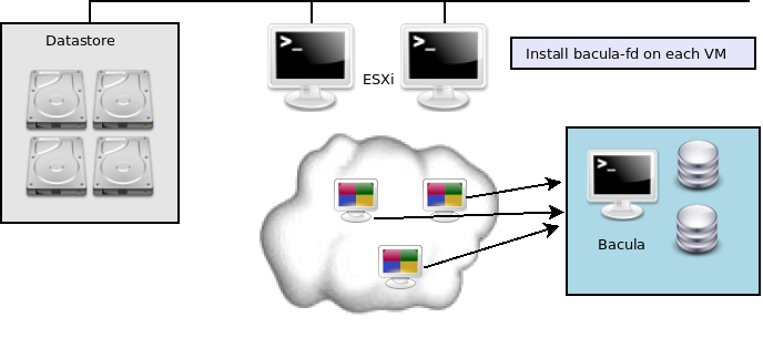 Installing bacula-fd on each guest